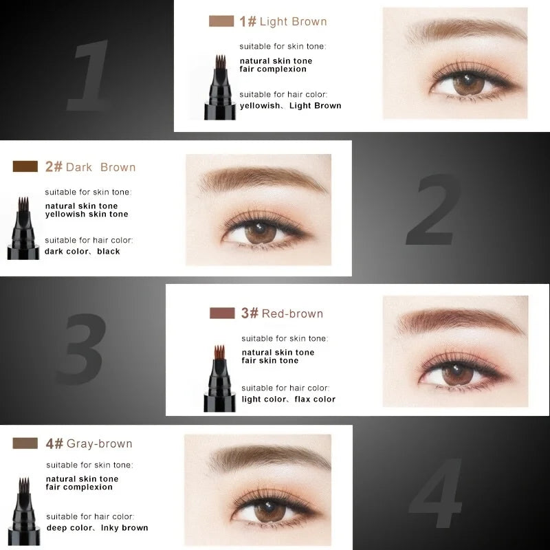 4 Splitted Head Eyebrow Pencil Long Last  Smudge Proof Waterproof
