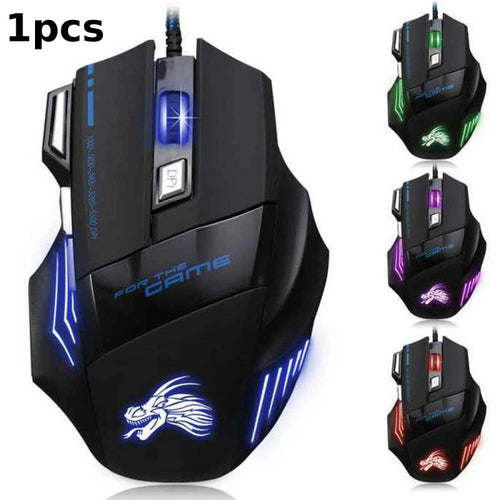 USB Wired Gaming Mouse 7 Button Backlit Ergonomic Mice 5500 DPI