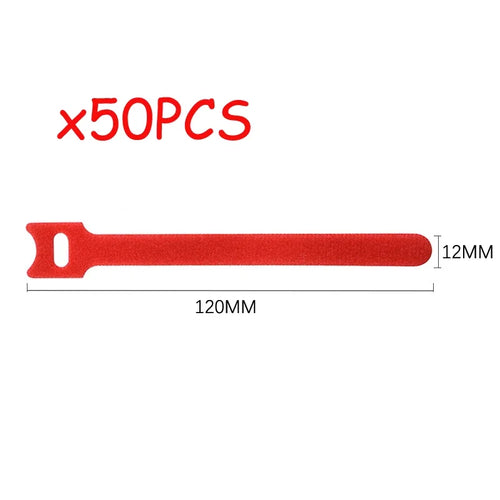 50pcs Reusable Hook and Loop Cable Ties Fastening Straps Multi-Purpose