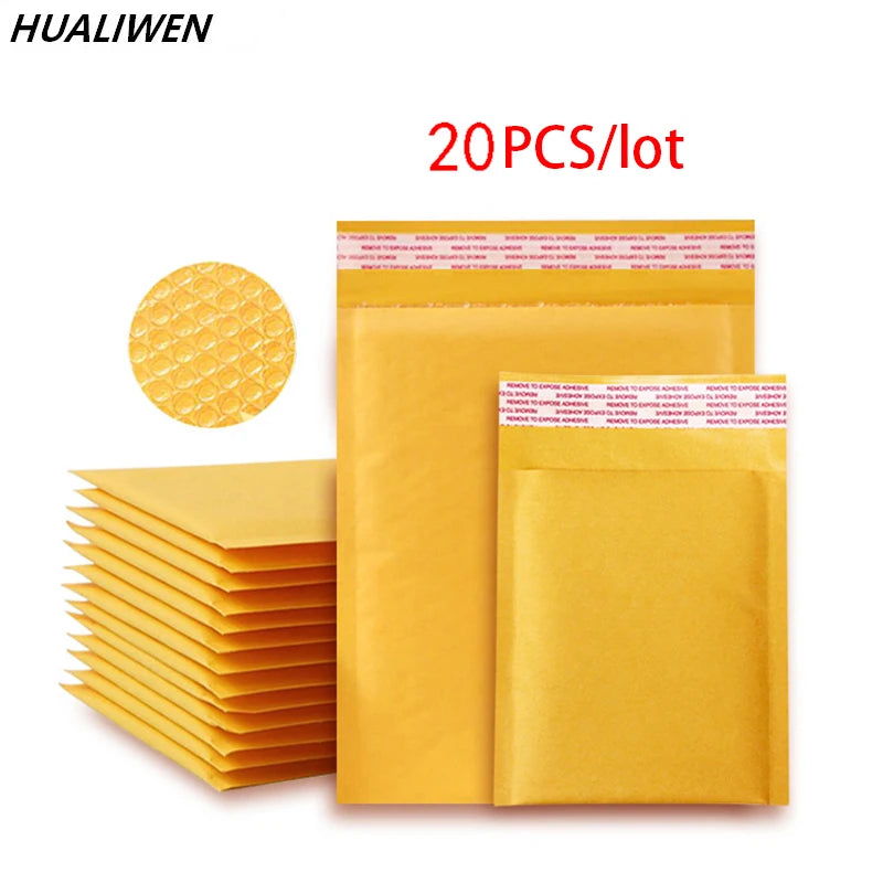 20PCS/Lot Kraft Paper Bubble Envelopes Bags Different Specifications