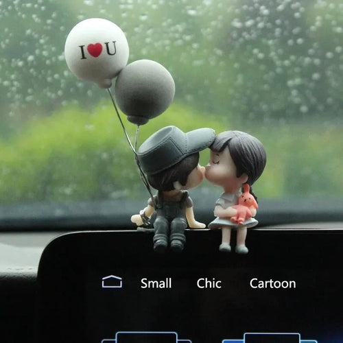 Cute Ornaments Couple Action Figurines Balloons For Car Dashboard