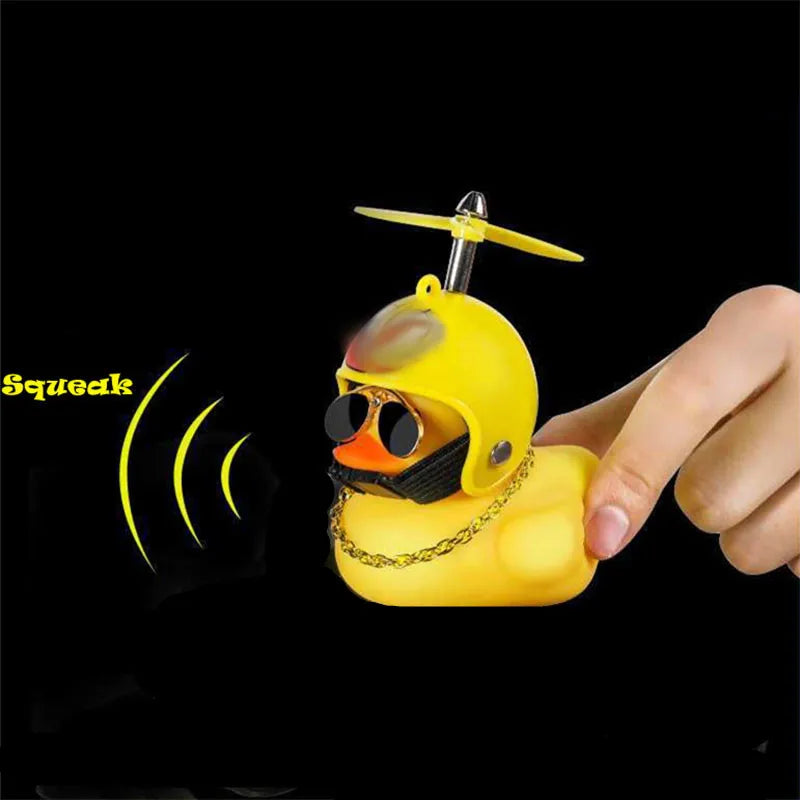 Car Duck With Helmet Broken Wind Pendant Small Yellow Duck Road Bike