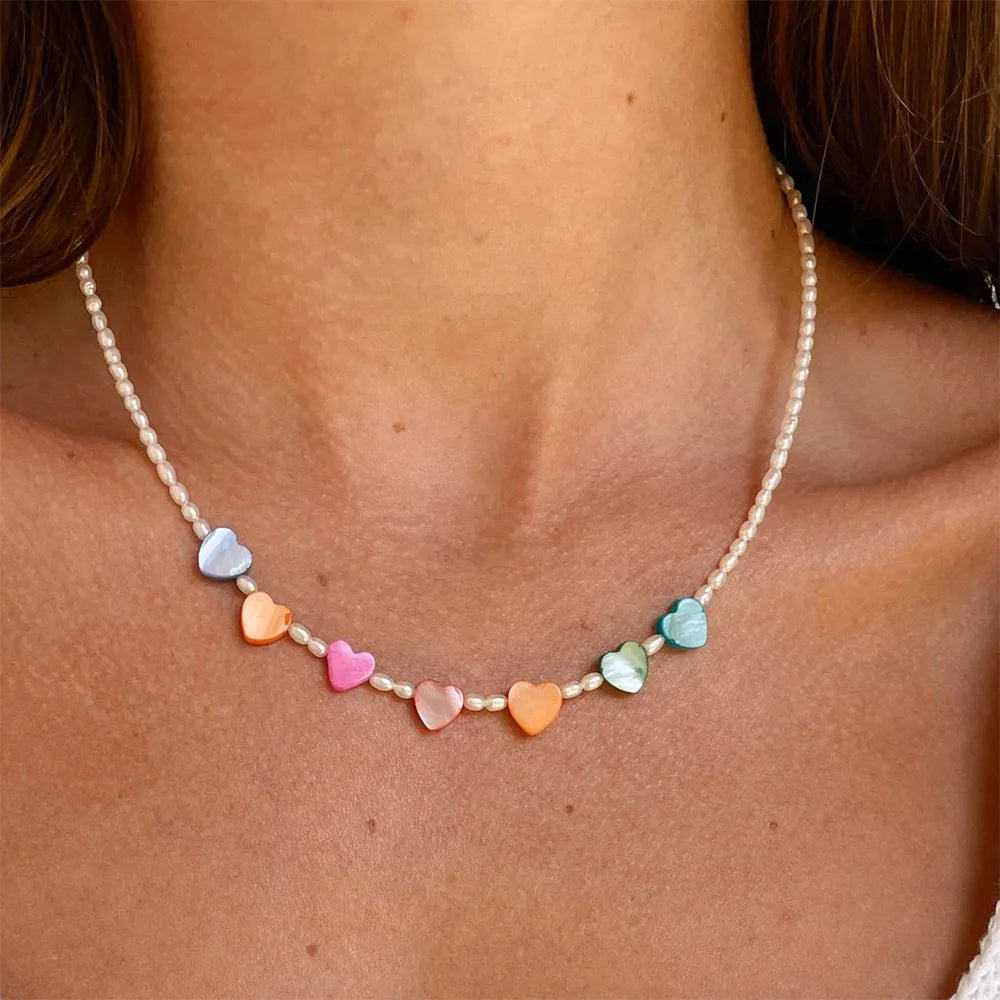 Trend Wedding Party Jewelry Colorful Heart Choker Necklace For Women