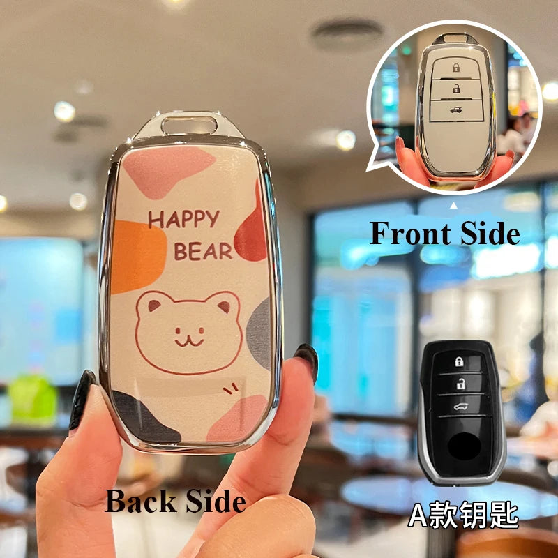 TPU Car Key Case Cover Shell for Toyota CHR Camry Prius Land Cruiser