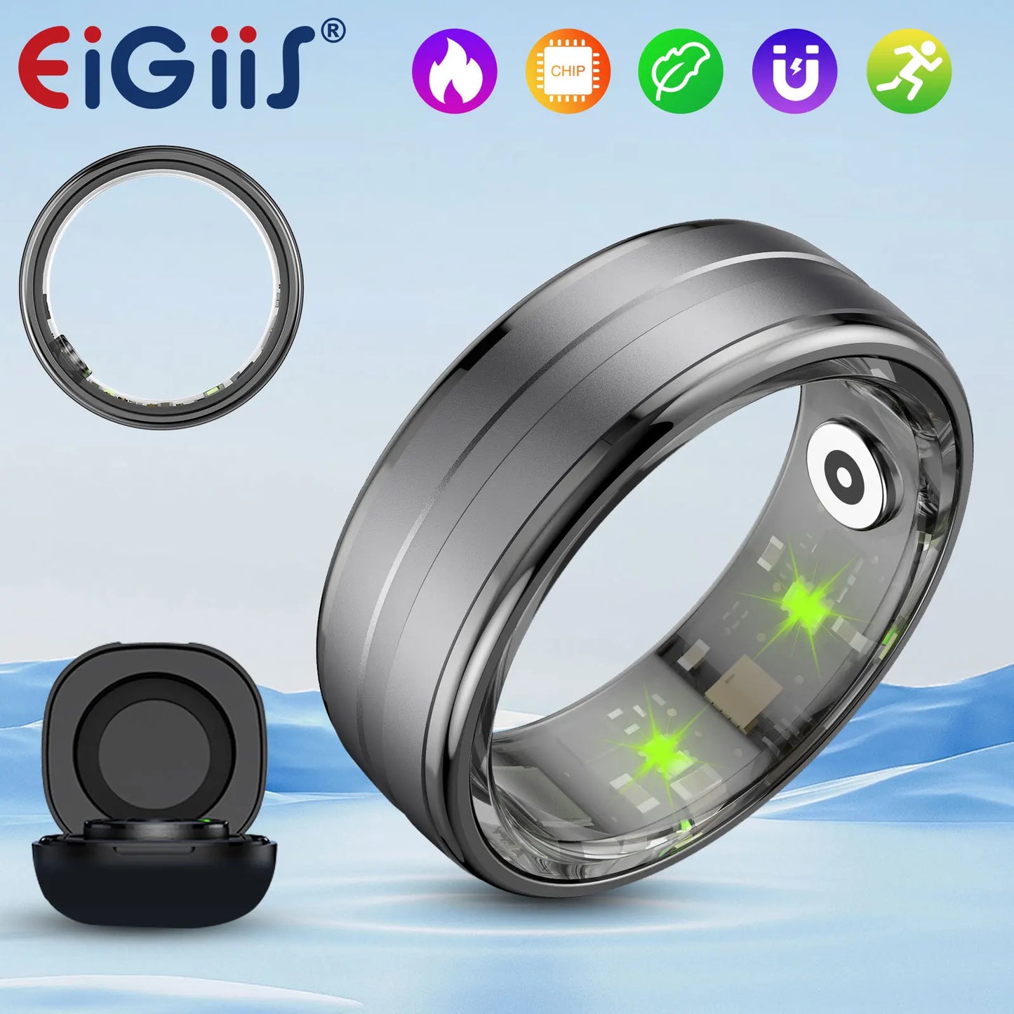 EIGIIS New Smart Ring 2024 Men Women Heart Rate and Blood Oxygen