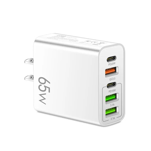 PD 20W USB Fast Charger 5Ports Total 65W USB C Charger Quick Charge