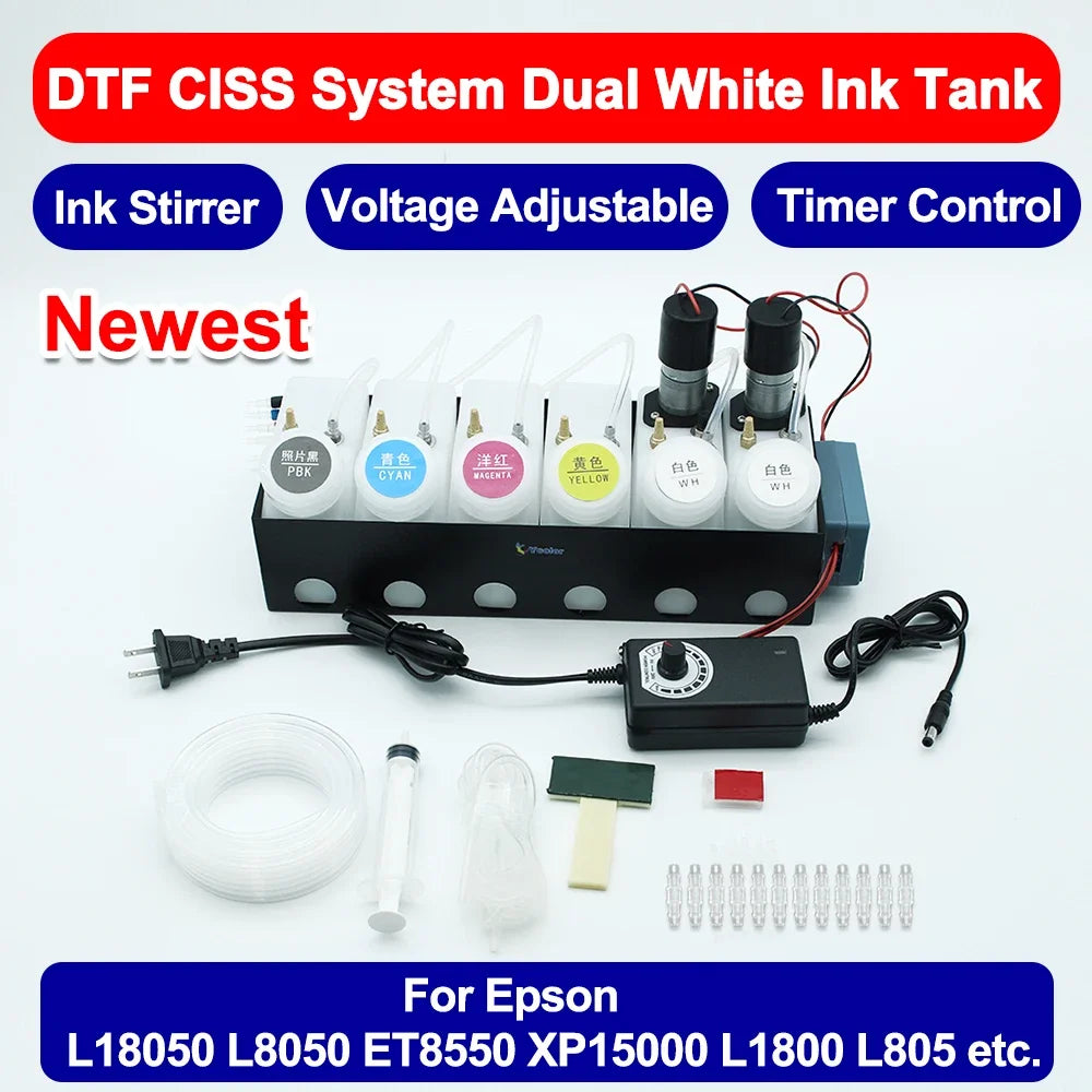 250ML DTF CISS Ink System Convert DIY Kit Dual White Ink Tank Shake