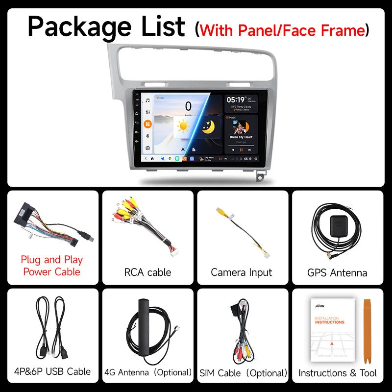 JIUYIN 10.1 Inch  Android 13 Auto Radio for VW Golf 7 2013-2017