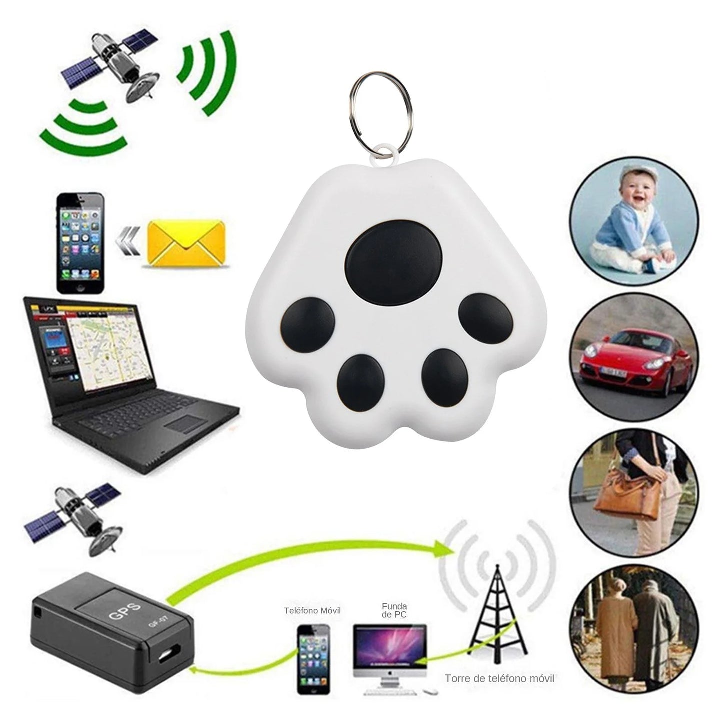 Cat Paw Shape Mini GPS Tracker Bluetooth 5.0 Anti-Lost Device Pet Kids