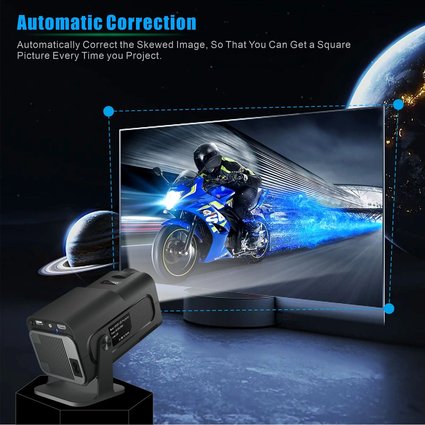 HY320Mini Projector Salange Portable 4K 8K Video Support Native 720P