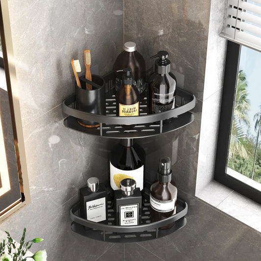 Bathroom Storage Rack No Drill Shelves Wall Mount Corner Shelf Shower