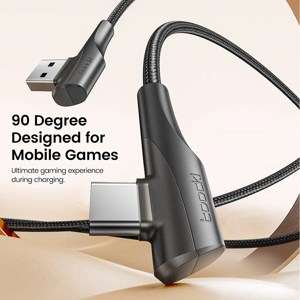 Toocki 3A USB Cable Quick Charge 3.0 Fast Charging Cable Type C 90
