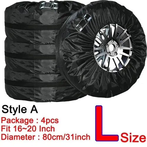 AD Universal 4Pcs Spare Tire Cover Case Polyester Car Tyre Storage