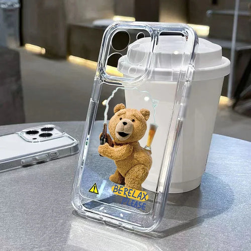 Teddy Bear Couple Cartoon Phone Case For iPhone 15 14 13 12 11 Pro Max