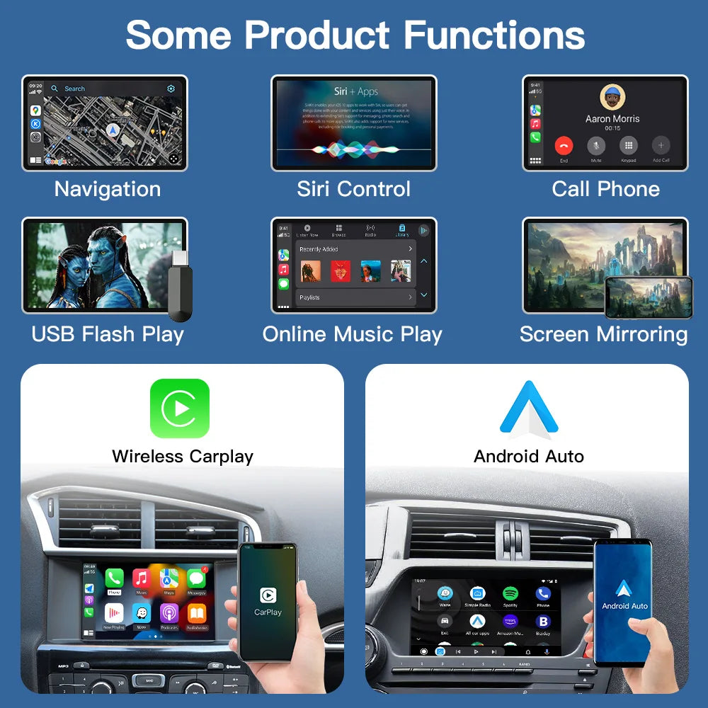 CARABC Wireless  Carplay Android Auto Fits For Peugeot&Citroren