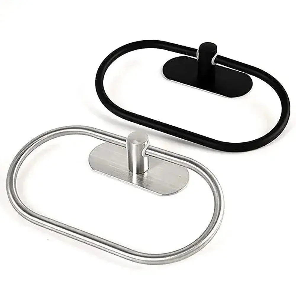Stainless Steel Towel Holder Self-adhesive Bathroom Towels Rack Black
