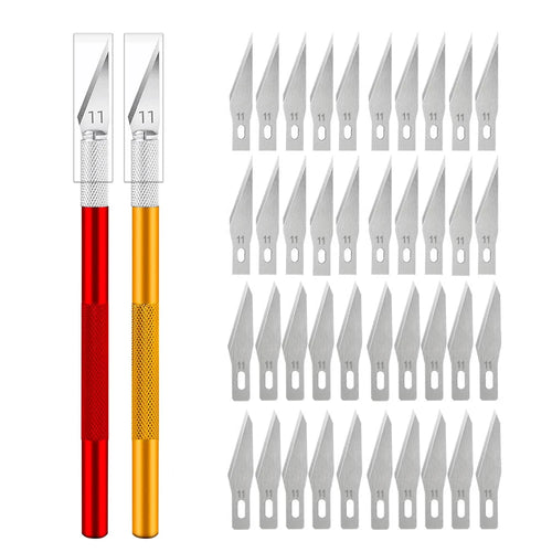 Engraving Non-Slip Metal Knife Kit + 40/10pcs #11 Blades Cutter Craft