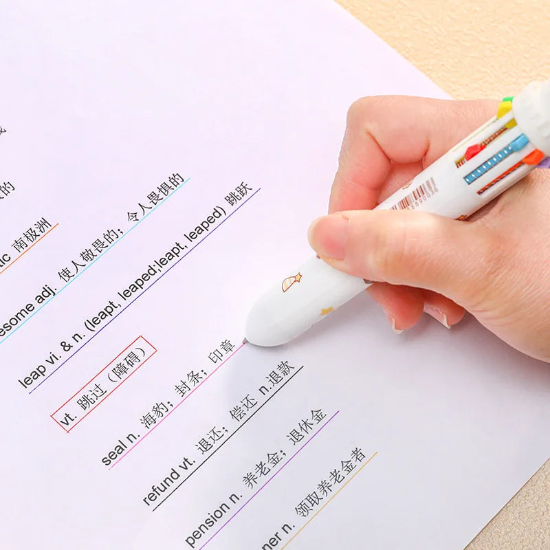 10 Colors Ballpoint Pen Cartoon Bear 0.5mm Colorful Ink Gel Pens