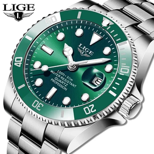 LIGE Top Brand Luxury Fashion Diver Watch Men 30ATM Waterproof Date