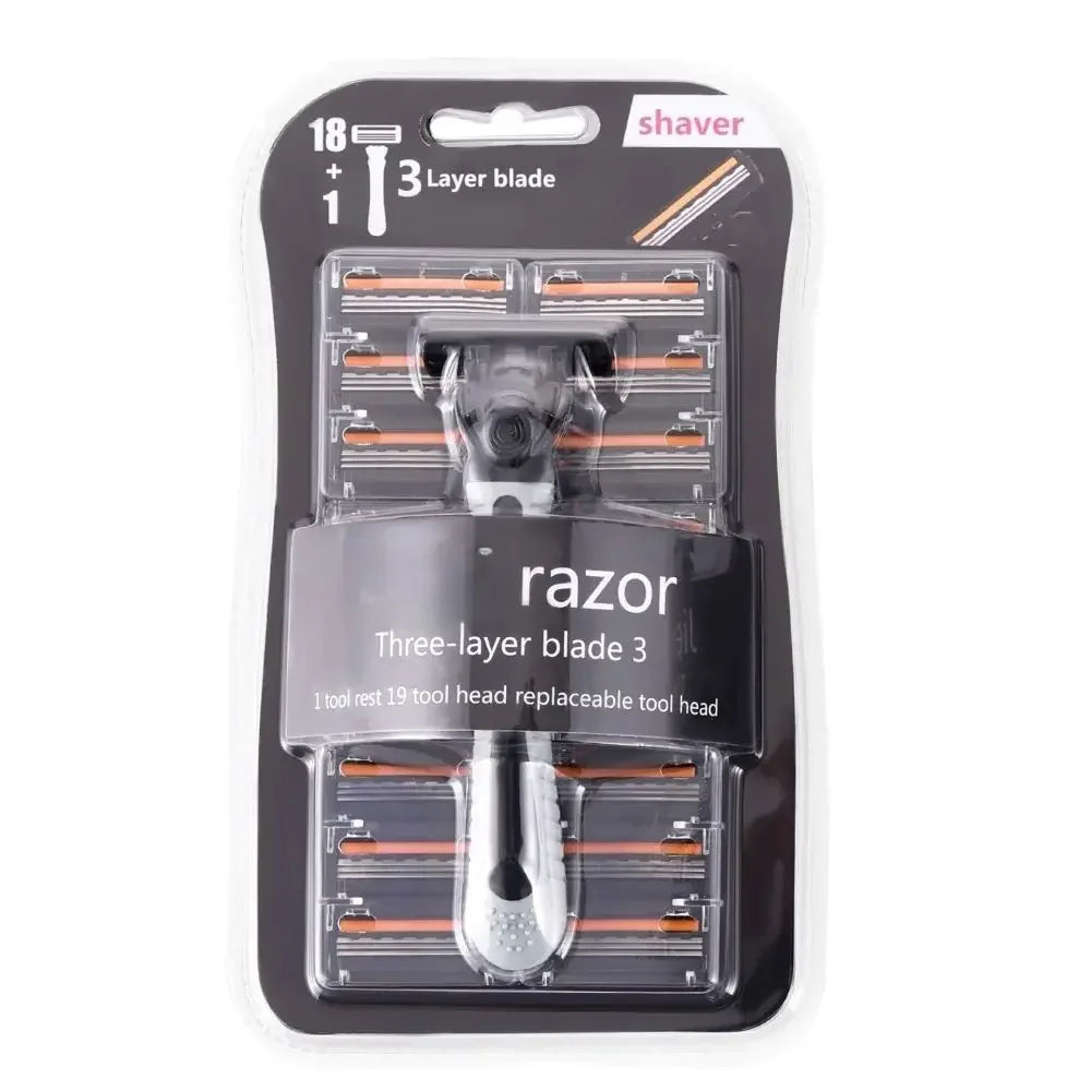 Razor Triple Blade 1 Razor Stand 19 Heads Washable Scratch Resistant