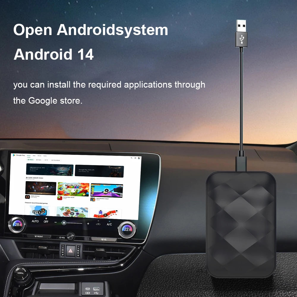 Acodo 2025 Android 14 3In1 CarPlay Ai Box Wireless Android Auto USB