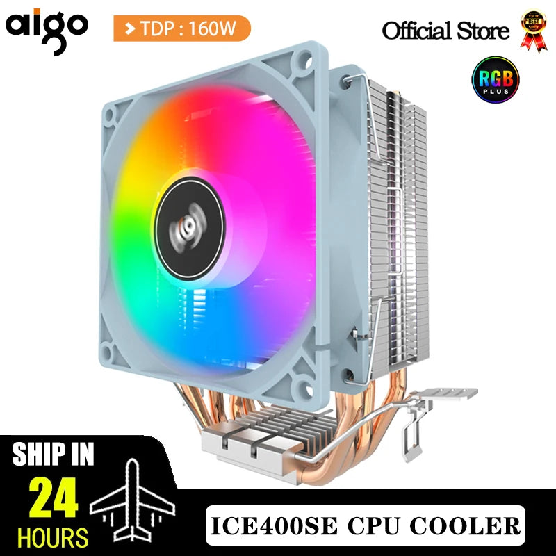 Aigo ICE400SE Air CPU Cooler Cooling Fan Quiet Ventilador 4 Heat Pipes
