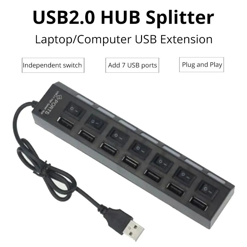 Switch Extension Hub 7-port USB2.0 Hub Computer USB Extension Hub One