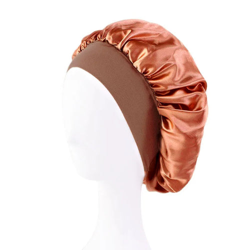 New Women's Satin Solid Wide-brimmed Sleeping Hat Unisex Head Wrap