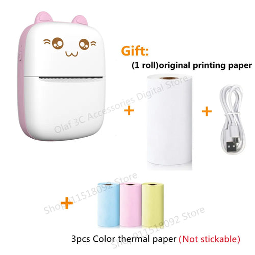 Meow Mini Label Printer Thermal Portable Printers Stickers Paper