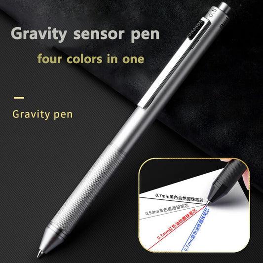 4 In 1 Multifunction Luxury Pen, 0.7mm 3 Color Ballpoint 0.5mm