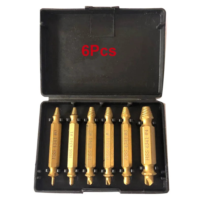 6pcs Damaged Screw Extractor Set: Double Head Screw Remover Tools for