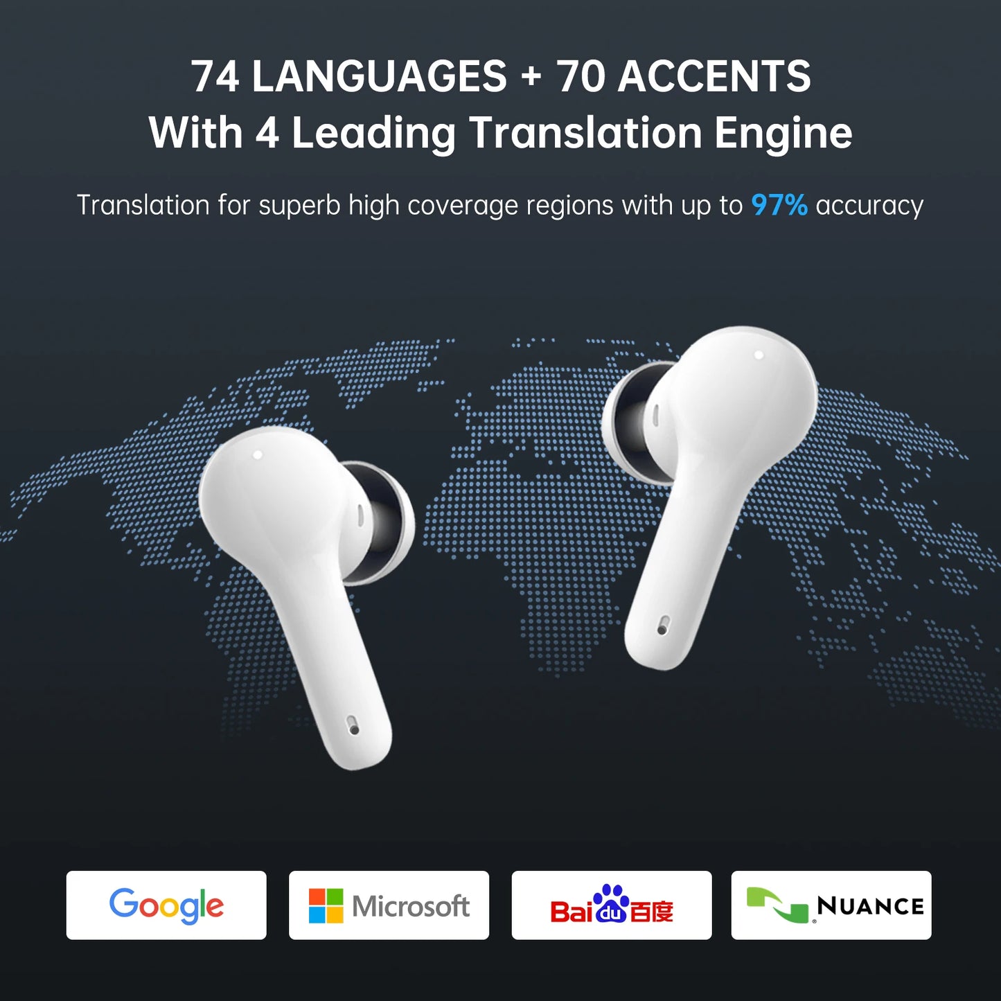 Wooask [M6] Translator Earbuds, Bi-directional Real-time Voice