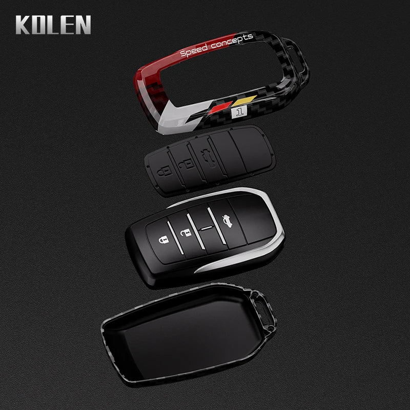 ABS Carbon Fiber Car Key Case Cover For Toyota Corolla Land Cruiser