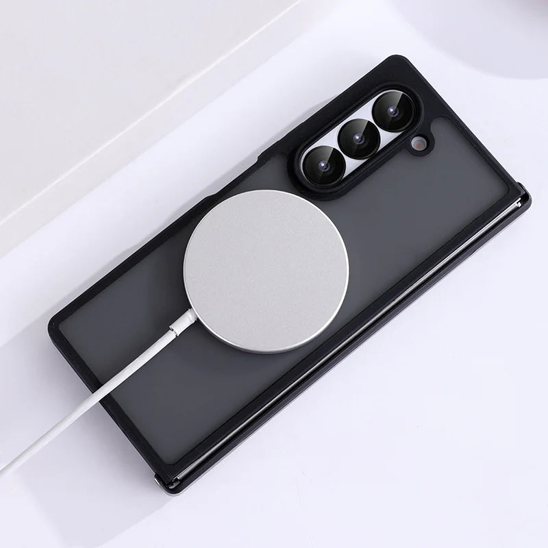 For Samsung Galaxy Z Fold 4 5 6 Magsafe Case Transparent Hinge