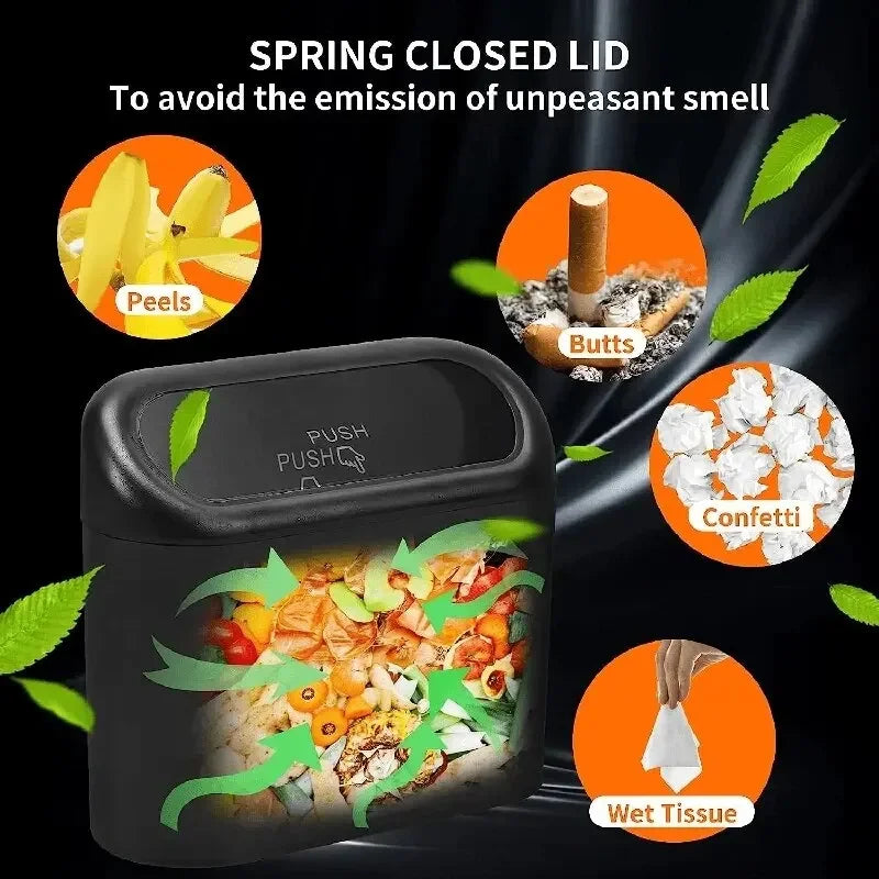 Universal Organizer Car Clamshell Trash Bin Hanging Vehicle Garbage