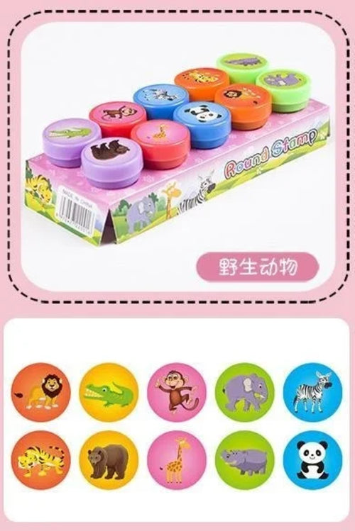 10pcs Assorted Stamps for Kids Self-ink Stamps Children Toy Stamps