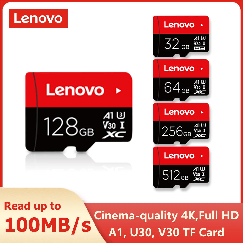 Lenovo Memory Card 512GB 256GB 128GB 64GB 32GB U3 V30 4K Full HD Micro