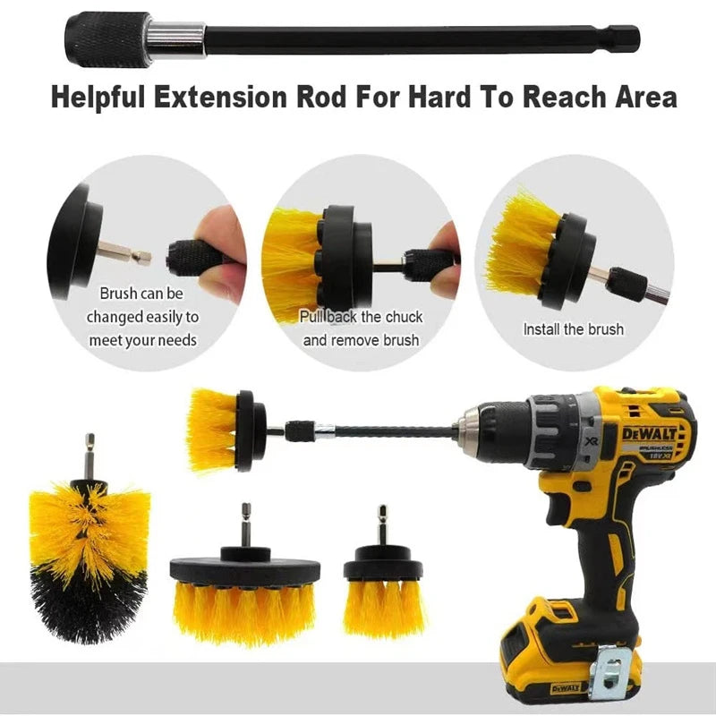 22 /3Pcs Electric Drill-Brush Kit Power Scrubber Brush For Carpet