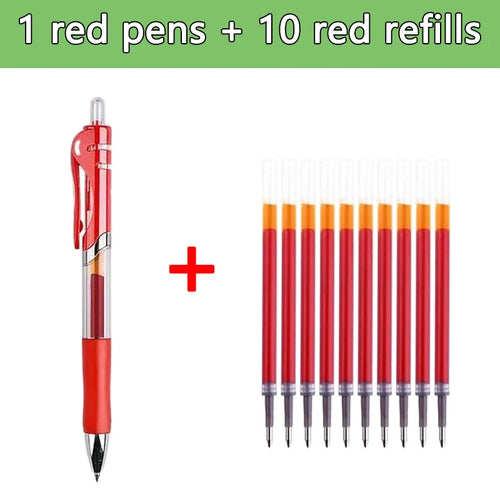 Gel pens Set Black Blue Red Refill Gel Pen Bullet Tip 0.5mm School &