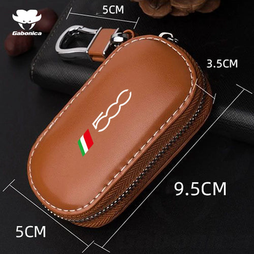 New Leather Car Key Case Folding Remote Control Zipper Keychain For