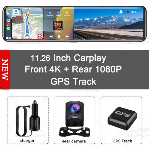 K4 11.26 Inch Carplay & Android Auto 4K 2160P Wifi Dash Cam Rearview