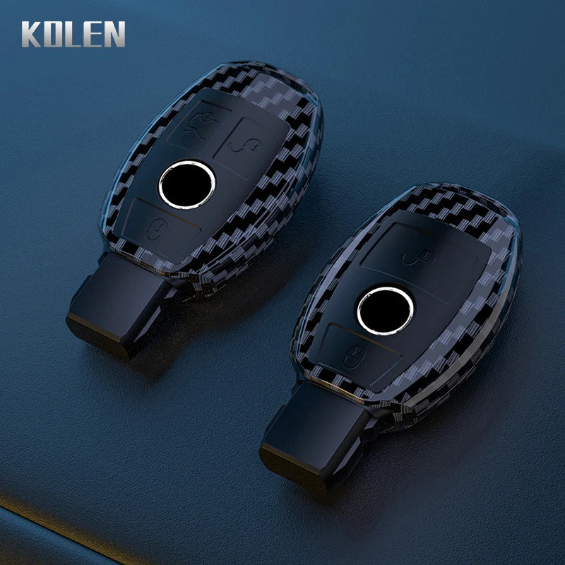 ABS Carbon Fiber Car Key Case Cover Shell For Mercedes Benz A B C E