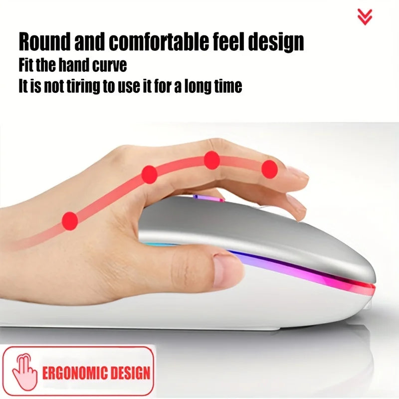 Wireless Mouse Bluetooth and 2.4GHz Dual Modes Rechargeable RGB