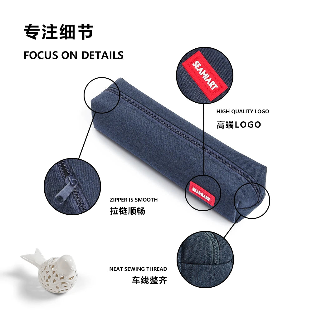 SeamiArt 1pc Small Solid Color Simple Zipper Kawai Pencil Case Mini