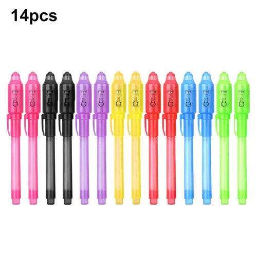 Invisible Ink Pen 12 PCS, Spy Pen with UV Light, Magic Marker for