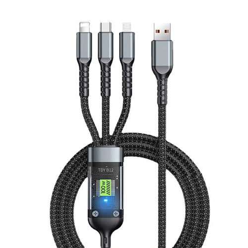 3 In 1 100w Transparent Fast Charging Cable Type C Usb Micro For