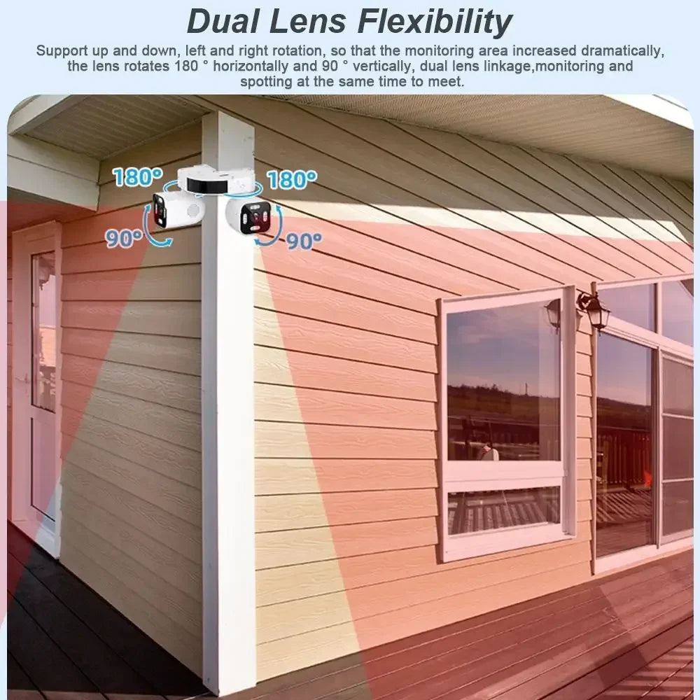 AIOOK Security Camera Outdoor Waterproof Dual Lens HD 8MP 4K 10X Zoom