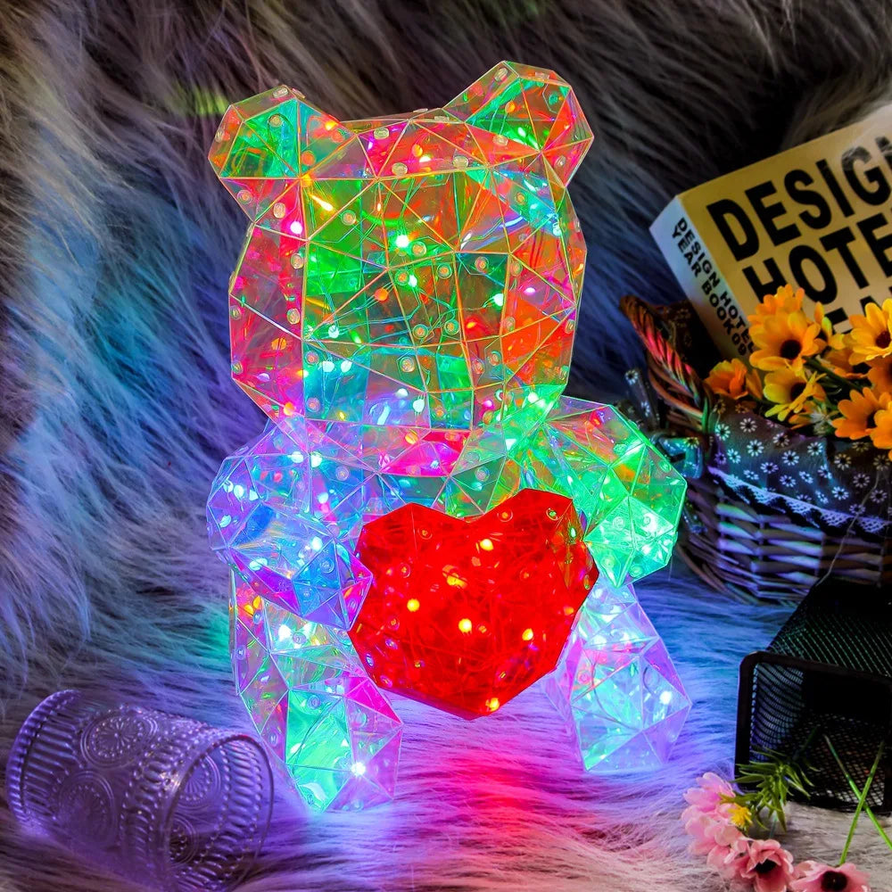 30cm Teddy Bear Doll Gift Lamp Colorful Sparkling Romantic Surprise