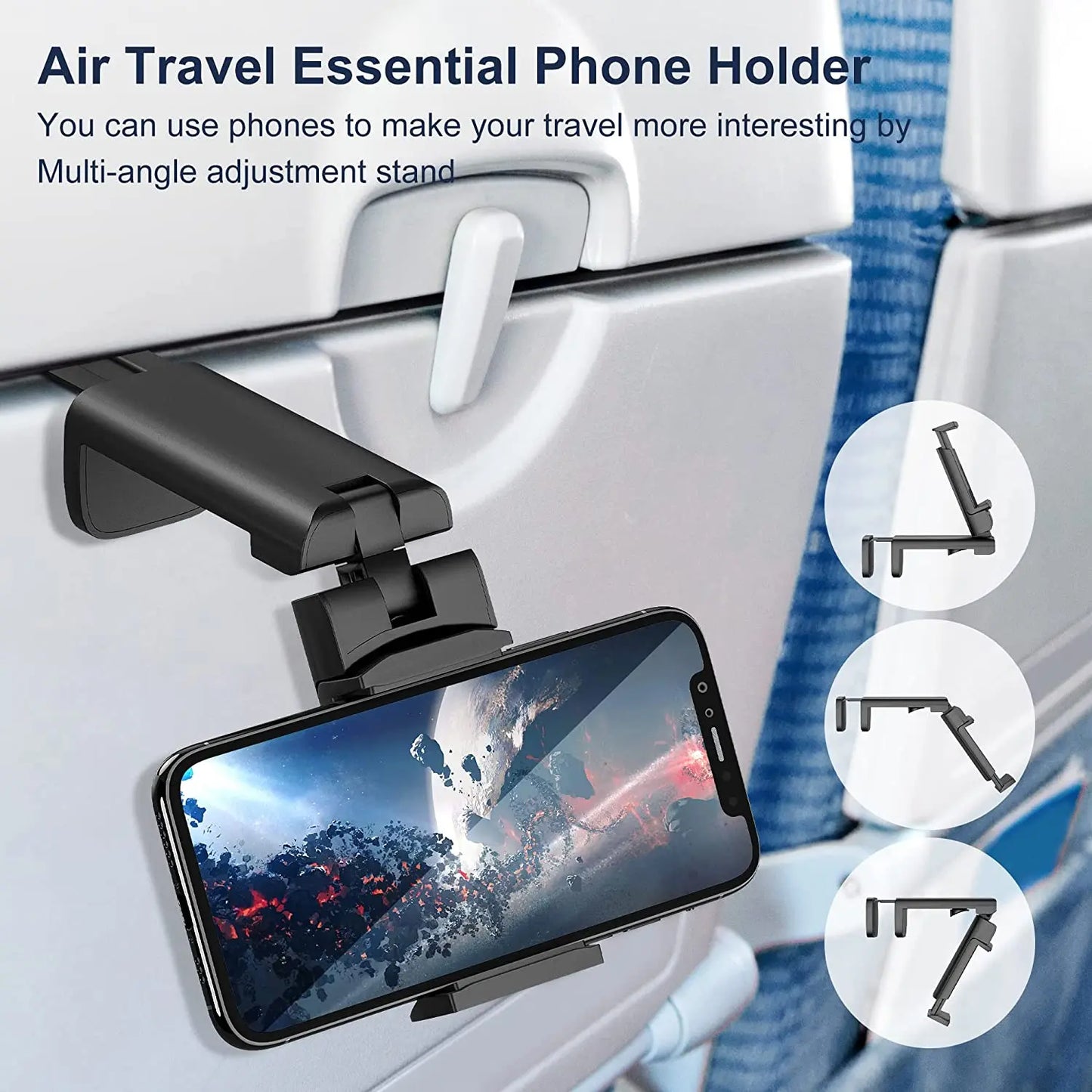 Airplane Travel Phone Holder Stand Mount Desk 360 Rotate Foldable