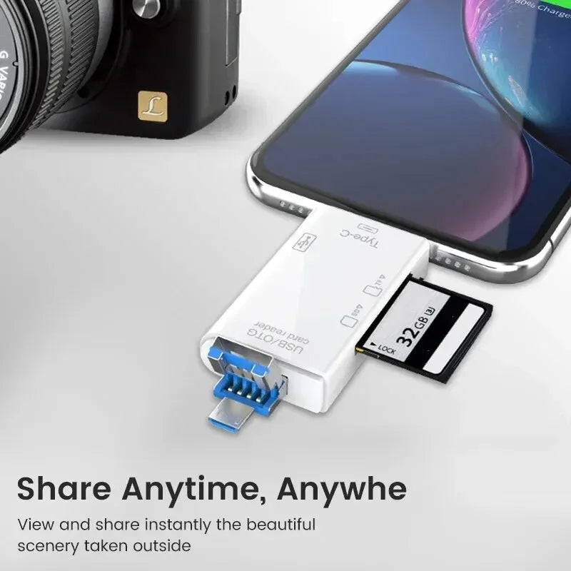 6 In 1 Multifunction Card Reader Computer Mobile OTG Converter TF SD